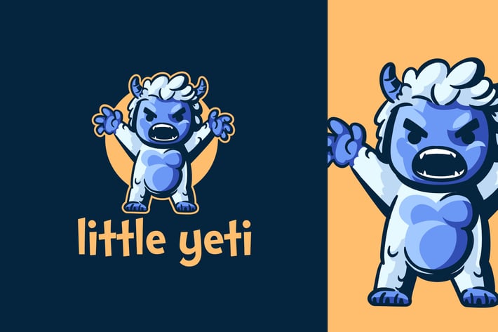 Cartoon Little Yeti Character Mascot Logo