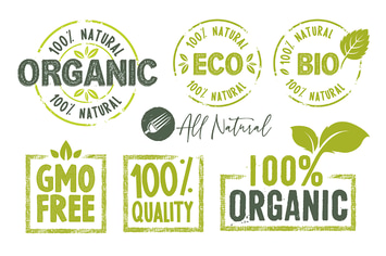Organic Food Stickers and Badges Collection
