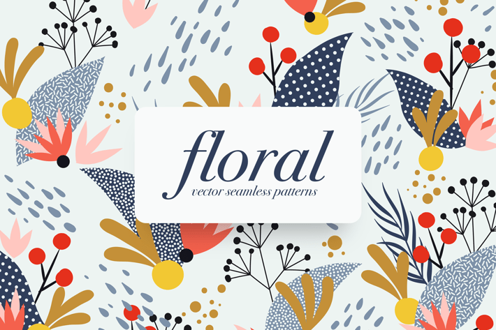 Memphis Floral Seamless Patterns