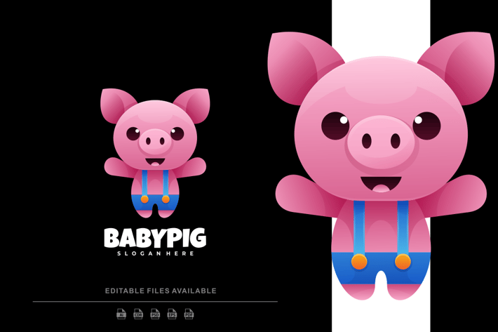 Baby Pig Gradient Colorful Logo
