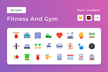 Fitness And Gym Gradient Icon Set