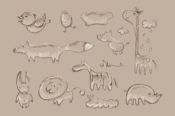 Pastel Animals Doodles