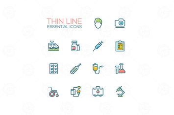 Medical equipment- modern vector thin line icons
