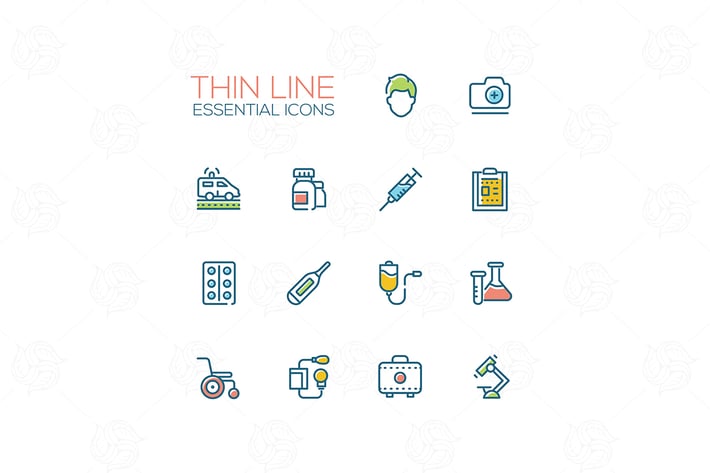 Medical equipment- modern vector thin line icons