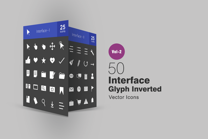 50 Interface Glyph Inverted Icons