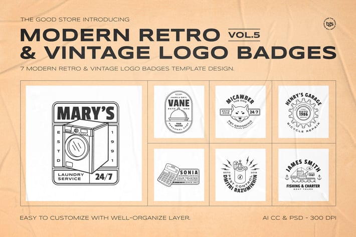 Retro Logo Badges Set Vol.5
