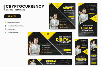 Bitcoin Cryptocurrency Banners Ad Set Template