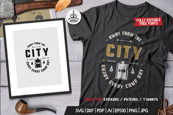 Away From The City, Camping Retro Adventure TShirt