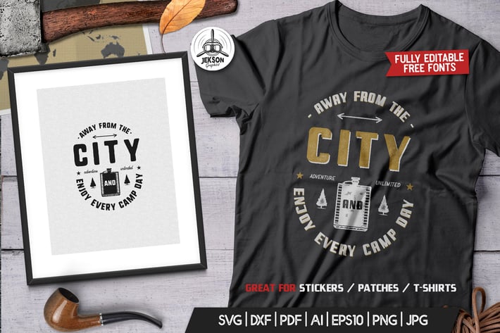 Away From The City, Camping Retro Adventure TShirt