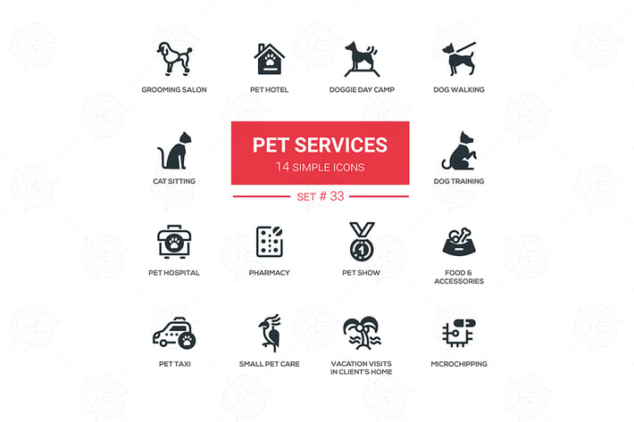 Pet Services - set of simple icons
