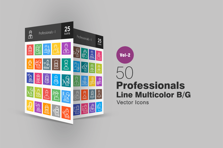 50 Professionals Line Multicolor Icons