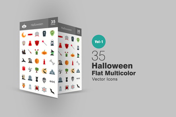 35 Halloween Flat Multicolor Icons