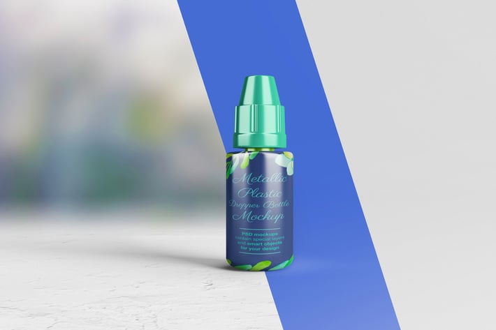 Metallic Plastic Dropper Bottle Mockup