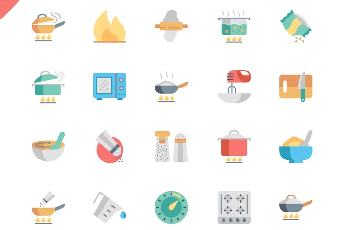 Simple Set Cooking Flat Icons