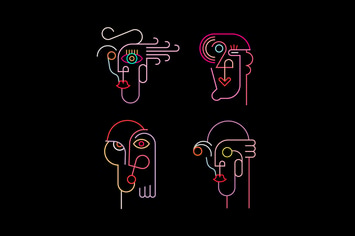 Four Neon Avatars Vector Icons