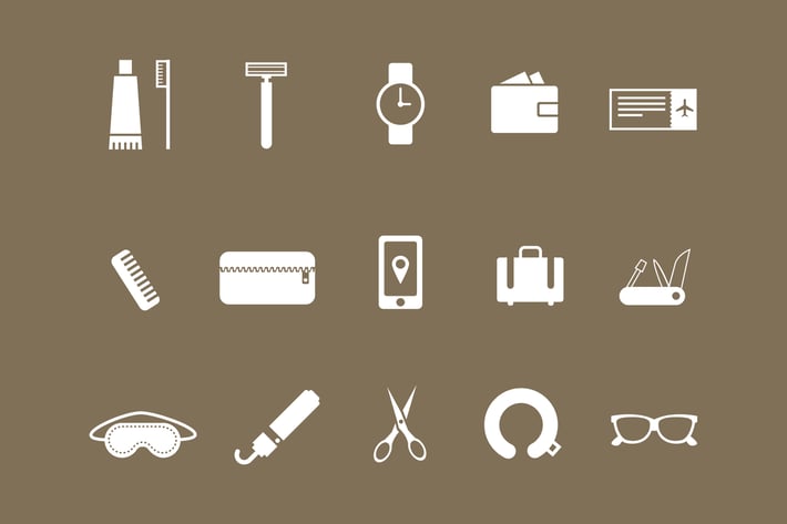 15 Travel Kit Icons