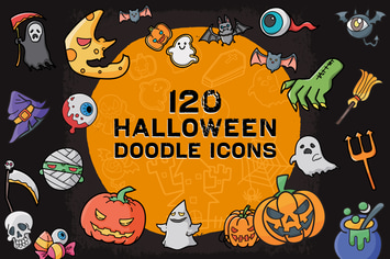 120 Halloween Doodle Icon Set