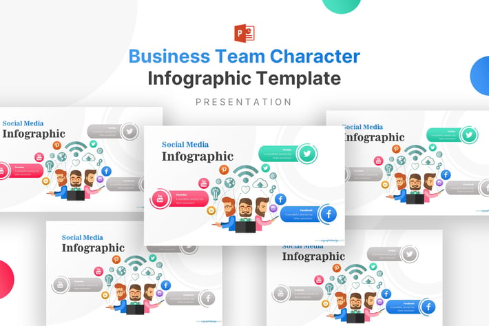 Business Team Character Infographic Template