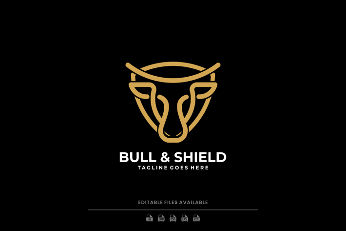 Bull and Shield Line Art Logo