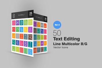 50 Text Editing Line Multicolor Icons