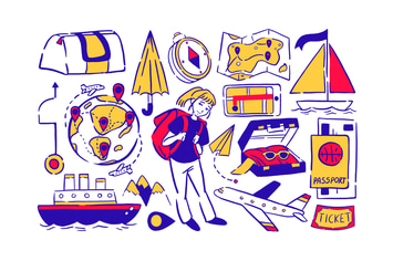 Neon Travel Doodles