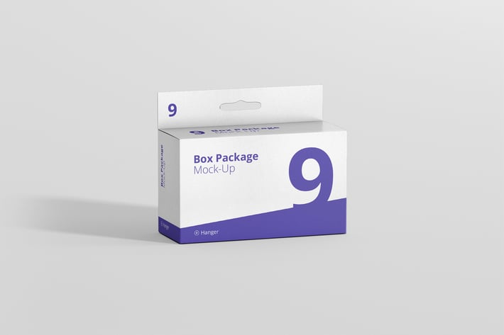 Package Box Mockup - Slim Rectangle with Hanger