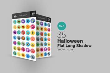 35 Halloween Flat Long Shadow Icons