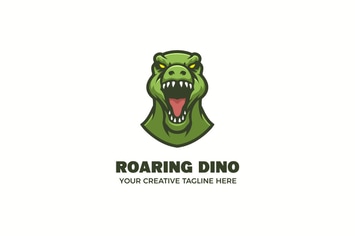 Green Dinosaur Head Mascot Character Logo Template