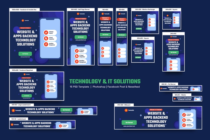Technology and IT Solutions Banners Ad
