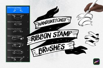 Handsketched Ribbon Procreate Stamp Brushes