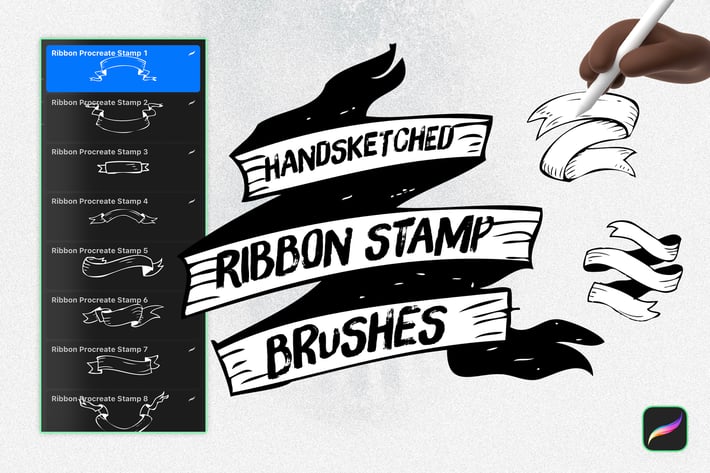Handsketched Ribbon Procreate Stamp Brushes