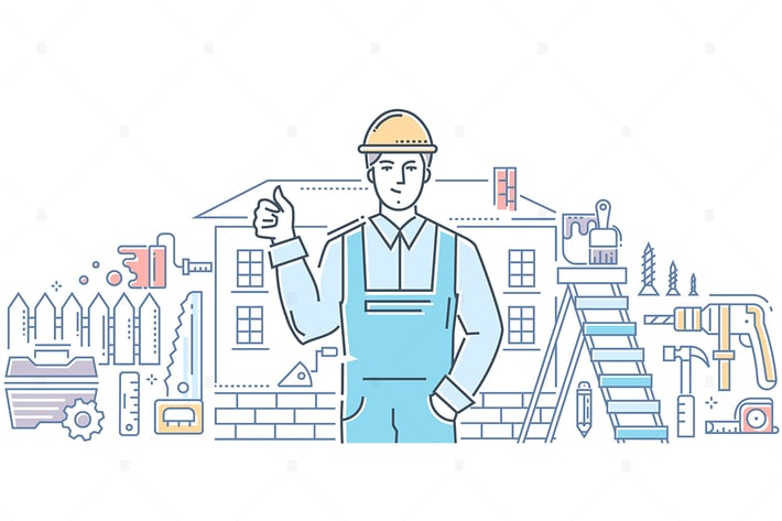 General worker - line design style illustration