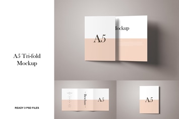 A5 Trifold Brochure Mockup