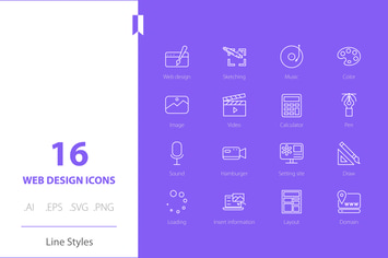 Web Design  Icon Set Line Styles
