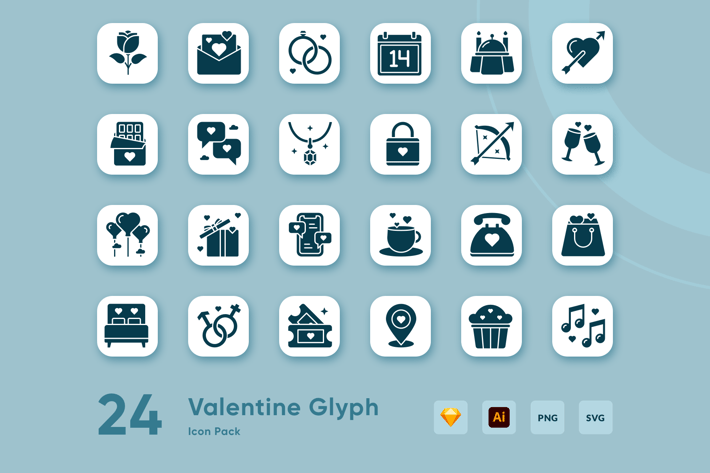 24 Valentine Glyph Icon
