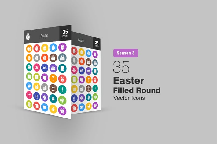 35 Easter Flat Round Icons Season III