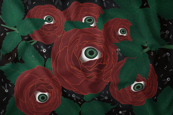 Illustration - Creepy Red Rose Eye
