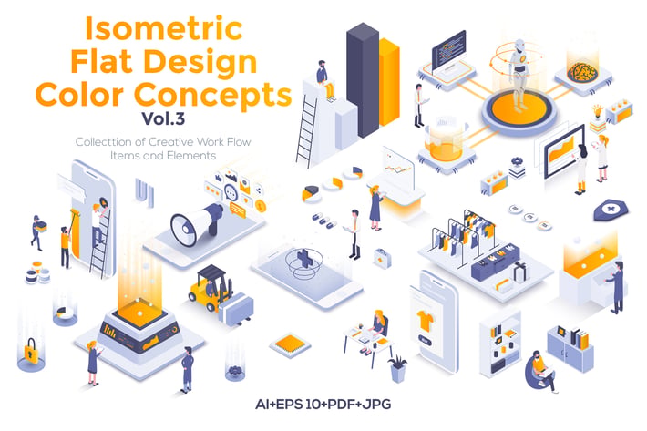 Modern flat design isometric illustrations