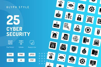 Cyber Security Glyph Icons