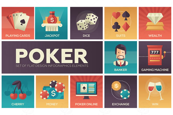Poker - vector modern flat design icons set