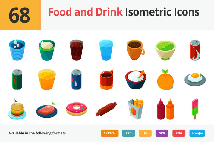 Food and Drink Vector Isometric Icons