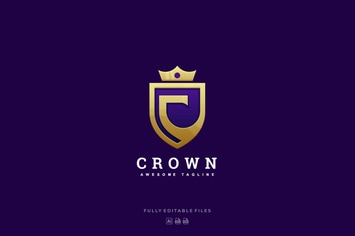 Abstract Letter C and Crown Luxury Logo