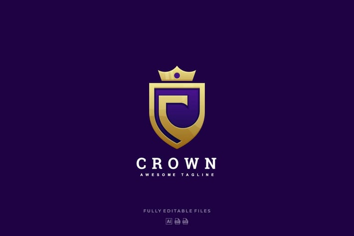 Abstract Letter C and Crown Luxury Logo