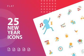 New Year Flat  Icons
