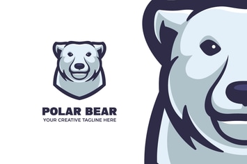Polar Bear Cartoon Mascot Logo Template