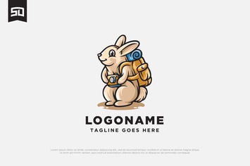 Adventure Rabbit Design Logo Character