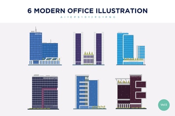 6 Modern Office Vector Illustration Set 5