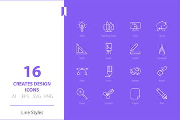 Creative Business Icon Set Line Styles