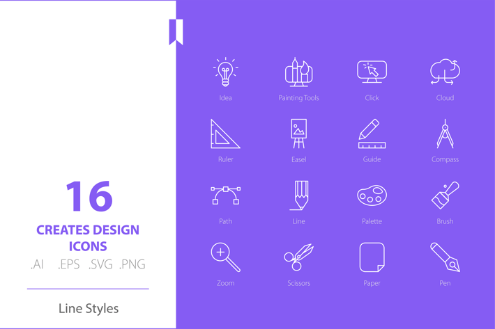 Creative Business Icon Set Line Styles