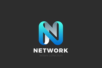 Letter N Logo design 3D Ribbon style